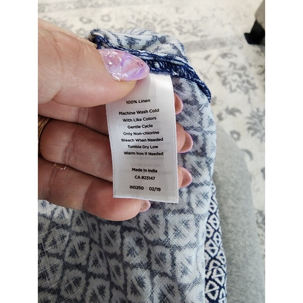 Talbots Med Blue White Shell Tank top Coastal Grandma Summer Nautical Sleeveless - Picture 7 of 7